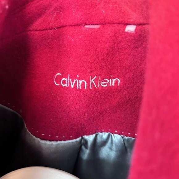 GORGEOUS CALVIN KLEIN BRICK RED WOOL CASHMERE LONG DRESS COAT - L - Picture 4 of 5